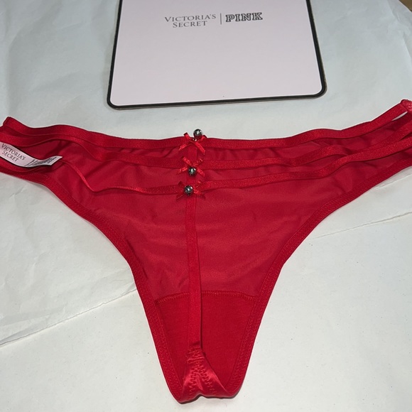 (L) Victoria’s Secret Red THONG Bells Panty Underwear - Picture 8 of 9